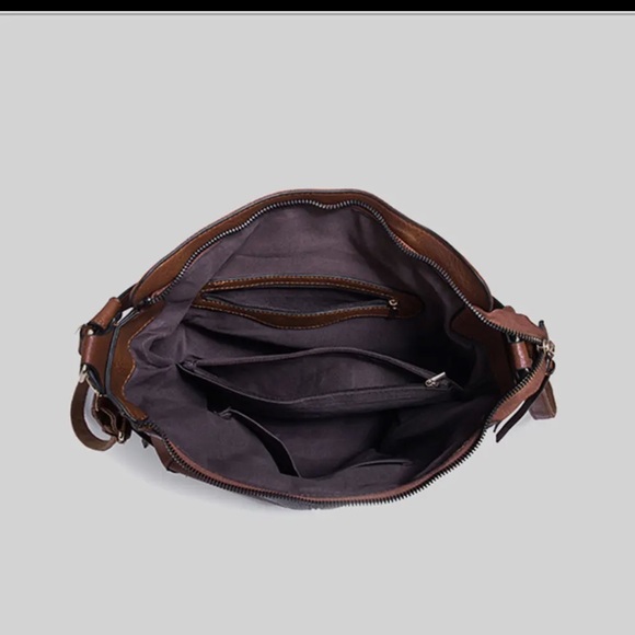 Elegant Brown Faux Leather Shoulder Bag - Picture 3 of 6